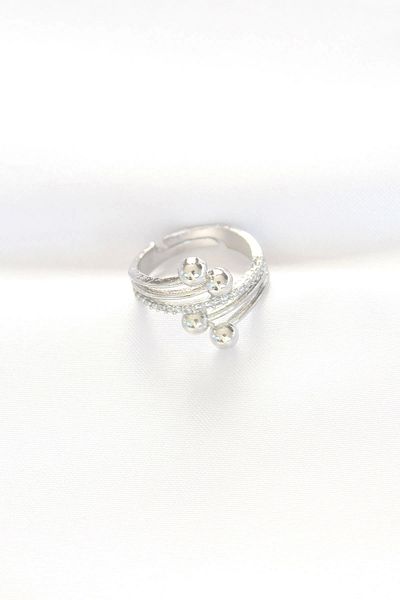 Clariss Heel Model Zircon Stone Silver Color Adjustable Ring
