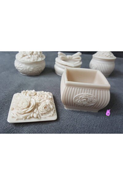 morlalem m Lale Lotus Çiçek Kabartmalı Mini Kutu Silikon Kalıp K-206