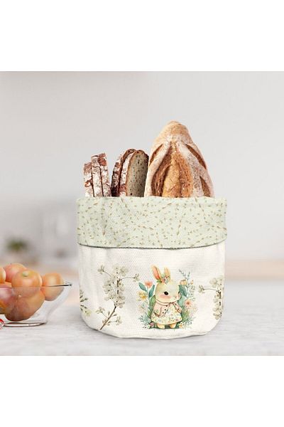 Club Cotton Easter bread basket 16x21cm made of cotton, Club Cotton, YoYo with bunnies and flowers