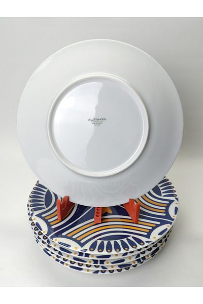 MAViHOME Navy Blue Patterned 27 cm Porcelain Serving Plate - 6 Pieces
