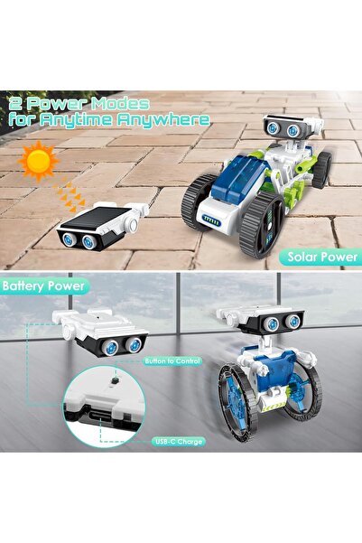 ACELIFE 12si1 Arada Güneş Enerjili Robot Oyuncağı, 8-13 Yaş Çocuklar İçin DIY STEM Yapı Kiti