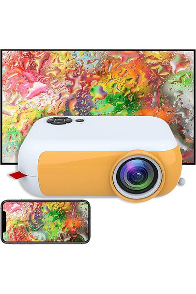 COOYA Mini Projector, A10 Portable Small Projector, 1080p Video Home Cinema Projector with Speaker, Yellow