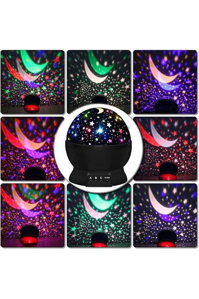 COOYA Star Projector, 360° Rotation, 4 LED Bulbs 16 Light Color Changing, with USB Cable