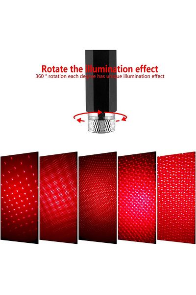 COOYA USB Star Projector, Car Roof Lights, Portable Adjustable, for Car, Ceiling, Bedroom (Red)