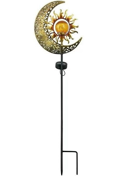 COOYA Solar Garden Lights Outdoor Stakes, Sun & Moon Glass Globe,Metal Decorative,Waterproof,for Walkway