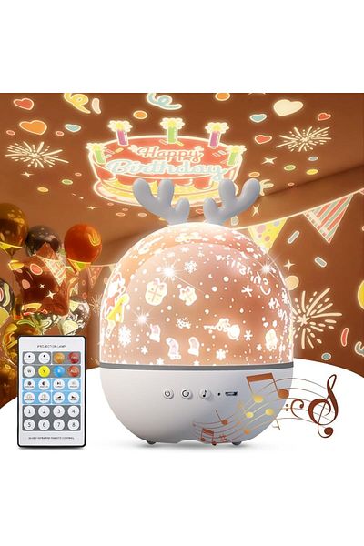 COOYA 4-in-1 Night Light Projector, with Timer and Remote Control, USB Rechargeable, for Baby Children