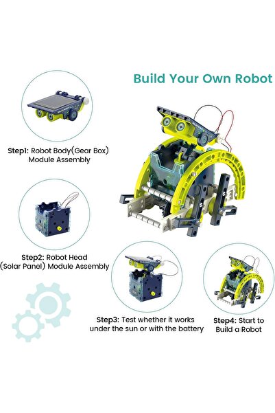 ACELIFE 12si1 Arada Güneş Enerjili Robot Kiti, 8-12+ Yaş Çocuklar İçin DIY Yapı Oyuncağı, STEM Eğitim Seti