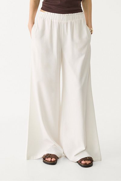 Stradivarius Flowing linen blend palazzo trousers