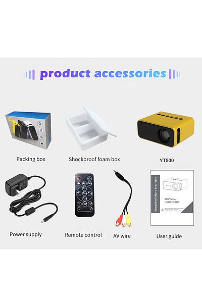 FlashHawk Multifunction Mini LED Projector with Remote Control YT500