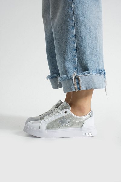 Getcho Pantofi sport casual albi Nesan pentru femei