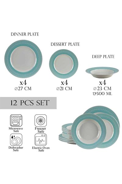 Cesiro Cesiro Set, Ivory White with Turquoise 12 pieces