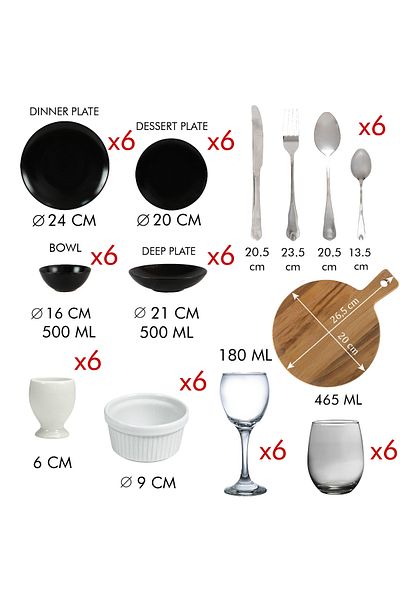 Cesiro Complete kitchen set 73 pieces, Matte Black