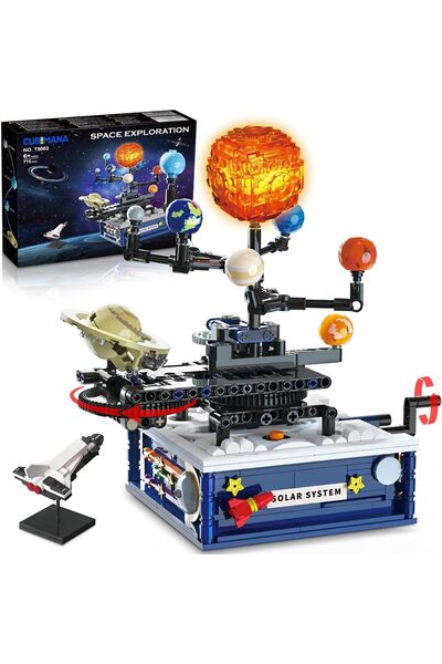 CUBIMANA Teknolojisi Işıklı Güneş Sistemi Yapım Oyuncağı, 8 Gezegen ve Roket ...