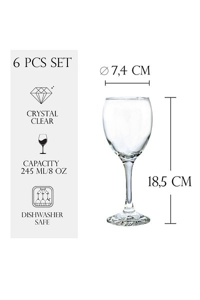 Cesiro Set of 6 245 ml stemmed glass glasses, Cesiro