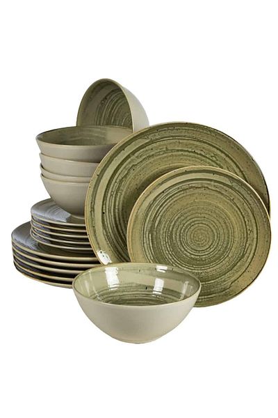 Cesiro 18-piece plate set, for 6 people, Sand, Cesiro, Glossy Ivoire White and Greenish-Grey