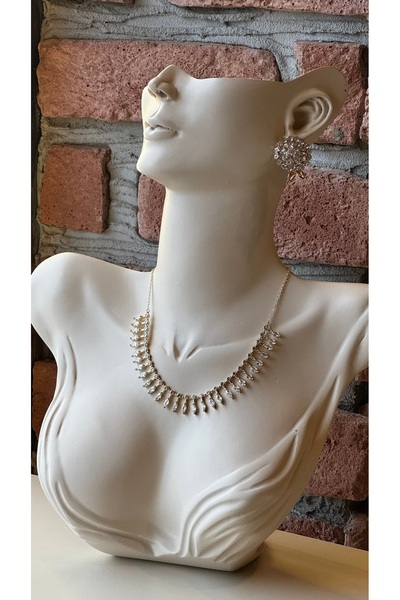 Zuping Küpe gerdanlık çelik set