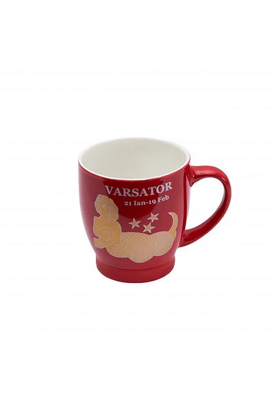Cesiro Mug with Aquarius Zodiac Sign decoration, 170 ml, Red
