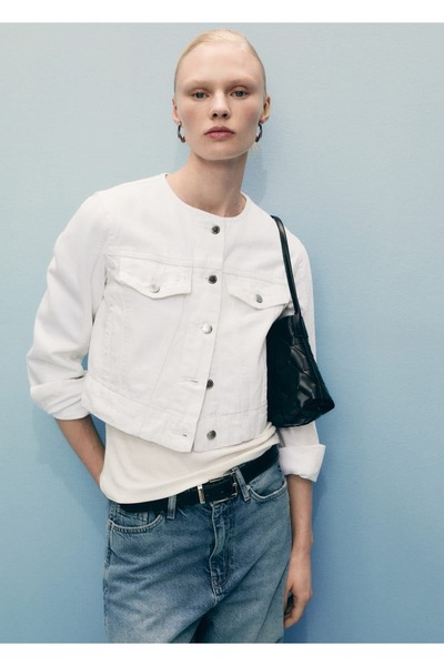 MANGO Woman Jachetă de denim crop