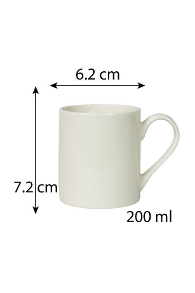 Cesiro Set of 6 straight mugs Glossy White, 200 ml