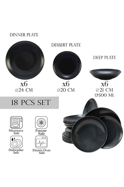 Cesiro 18-piece plate set, for 6 people, Anthracite, Cesiro, Matt Grey
