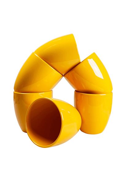 Cesiro Set of 6 modern yellow vases, 15.5 cm high