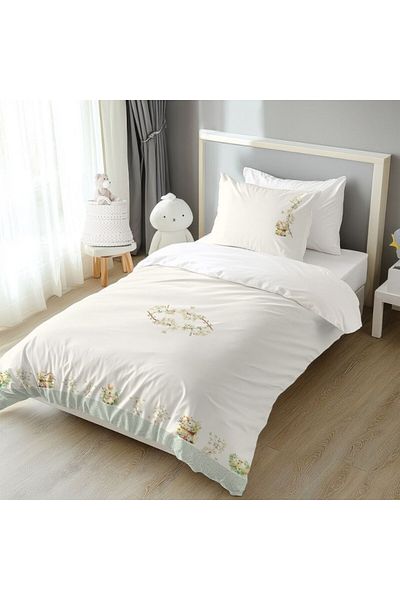 Club Cotton Easter linen 1 person 100% cotton, duvet cover 160x220cm, YoYo with bunnies and flowers