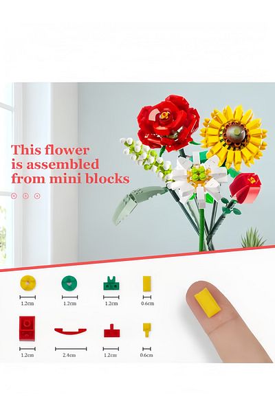 COOYA مجموعة مكعبات باقة الزهور DIY، زين منزلك، 568 قطعة من سلسلة النباتات، مناسبة للهدايا