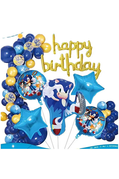 KidMania Set arcada cu baloane Sonic - Happy Birthday, KidMania®, 48 bucati