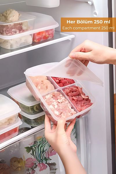 Hesaplı Kasa 4 Compartment Refrigerator Organizer 1 Lt, Freeze Organizer
