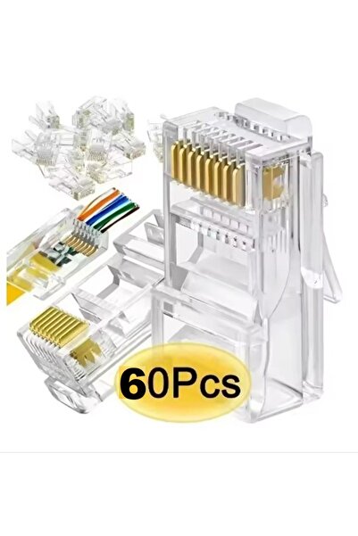 Derwell 60 Adet Yeni Nesil Konnektör Delikli Ez Rj45 Cat5/cat6 8p8c Utp Ağ Iç...