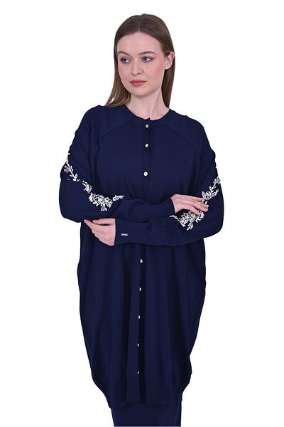 Invee Cardigan Güldalı cu margele INVEE 6846 - Bleumarin