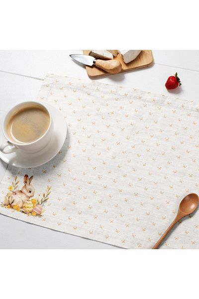 Club Cotton Suport farfurie Paste 35x45cm, set 4 bucati din bumbac, Club Cotton, Ginny cu iepurasi si fluturi