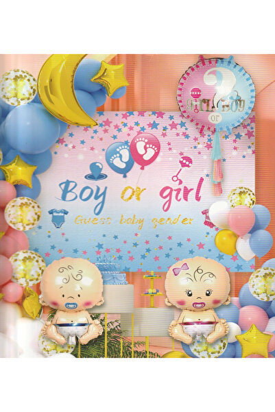 KidMania Set arcada 49 baloane Gender Reveal, multicolor