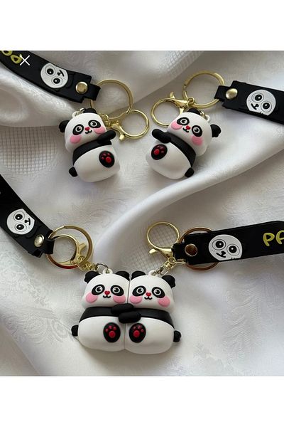 Happystore Panda Couple Keychain Magnet Friend Couple Keychain Panda