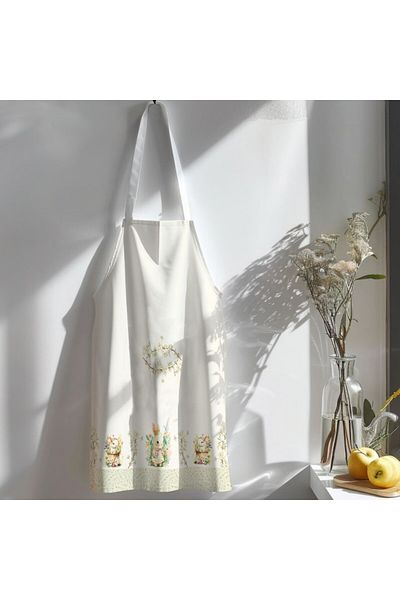 Club Cotton Sort de bucatarie 65x70cm Paste, bumbac 100%, YoYo cu iepurasi si flori