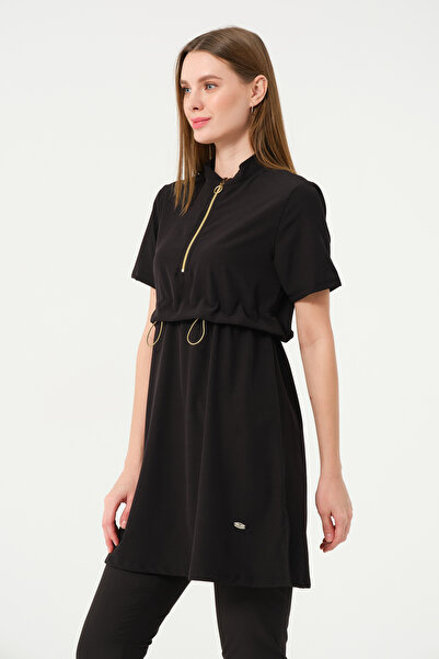 İKSUN Kadın Kısa Kollu Yarı Kapalı Tesettür Sporcu Mayo Tayt Bone Takım Hızlı Kuruma Short Arm Swimsuit