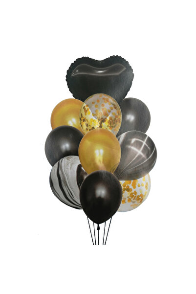 KidMania Buchet 10 baloane din latex cu confetti Black Heart