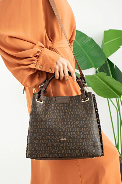 Just Polo Women's Printed Patterned Braided Large Size Hand and Shoulder Bag