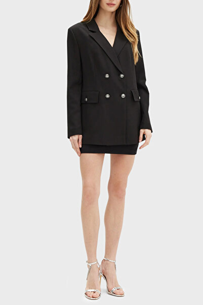 Guess New Fiona Regular Fit Mono Yaka Kruvaze Blazer Ceket W5RN49WGX02 CEKET W5RN49 WGX02 JBLK