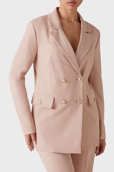 Guess New Fiona Regular Fit Mono Collar Double Breasted Blazer Jacket W5Rn49Wgx02 Jacket W5Rn49 Wgx02 F6K9