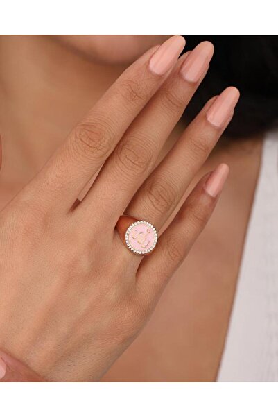 Mistik Silver Pembe Mineli Arapça Allah Yazılı Gümüş Yüzük