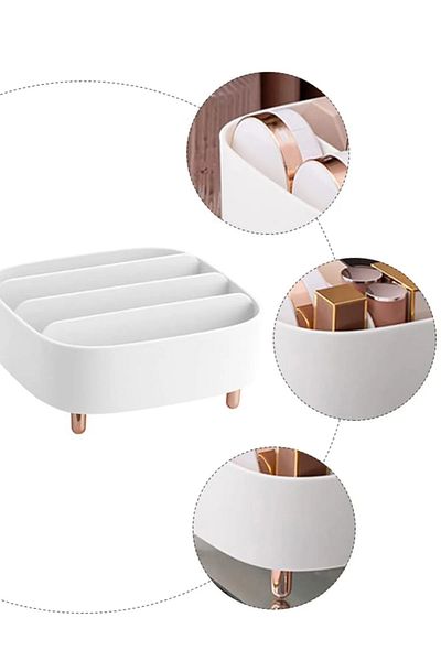 LEON LİFE 4 Compartment Standing Makeup Gauge-Luxury Jewelry Gauge-White