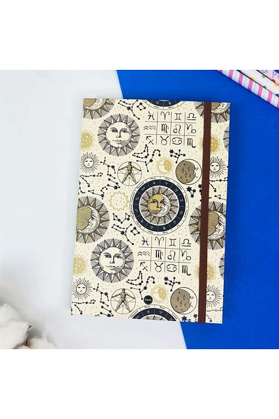 Hediye Vakti دفتر ملاحظات مرن بتصميم القمر والشمس من Tarot