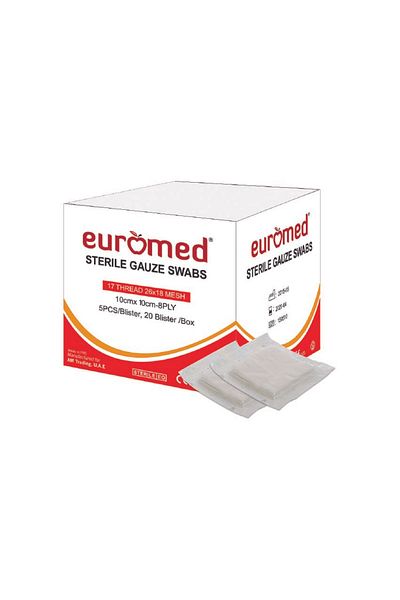 EUROMED مسحة شاش يورو ميد غير معقمة 10×10 8 طبقات