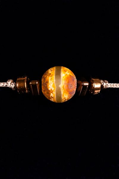 Zalifra Handmade Natural Stone Tibetan Agate, Hematite Power and Balance Bracelet