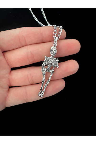 DarkellaStore Gotik Gothic Punk Metal İskelet Kolye