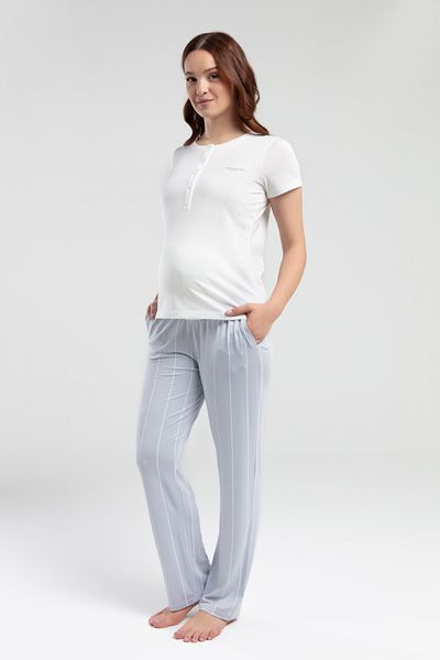 Pierre Cardin Set de pijamale din țesătură de maternitate pentru femei, cu mânecă scurtă, cu nasturi, dublu