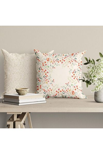 Club Cotton Fata de perna decorativa flori de camp din bumbac, 45x45cm, Softy