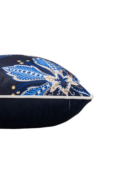 Lenjerii Deosebite Velvet decorative pillowcase 43x43cm, Blue Flowers Majesty BF01