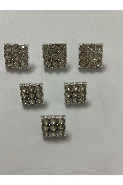 BEİLYS COSMETİCS & ACCESSORY Set of 6 3 Large (2 cm) 3 Small (1.5 cm) Silver Stone Design Buttons (Bd28)